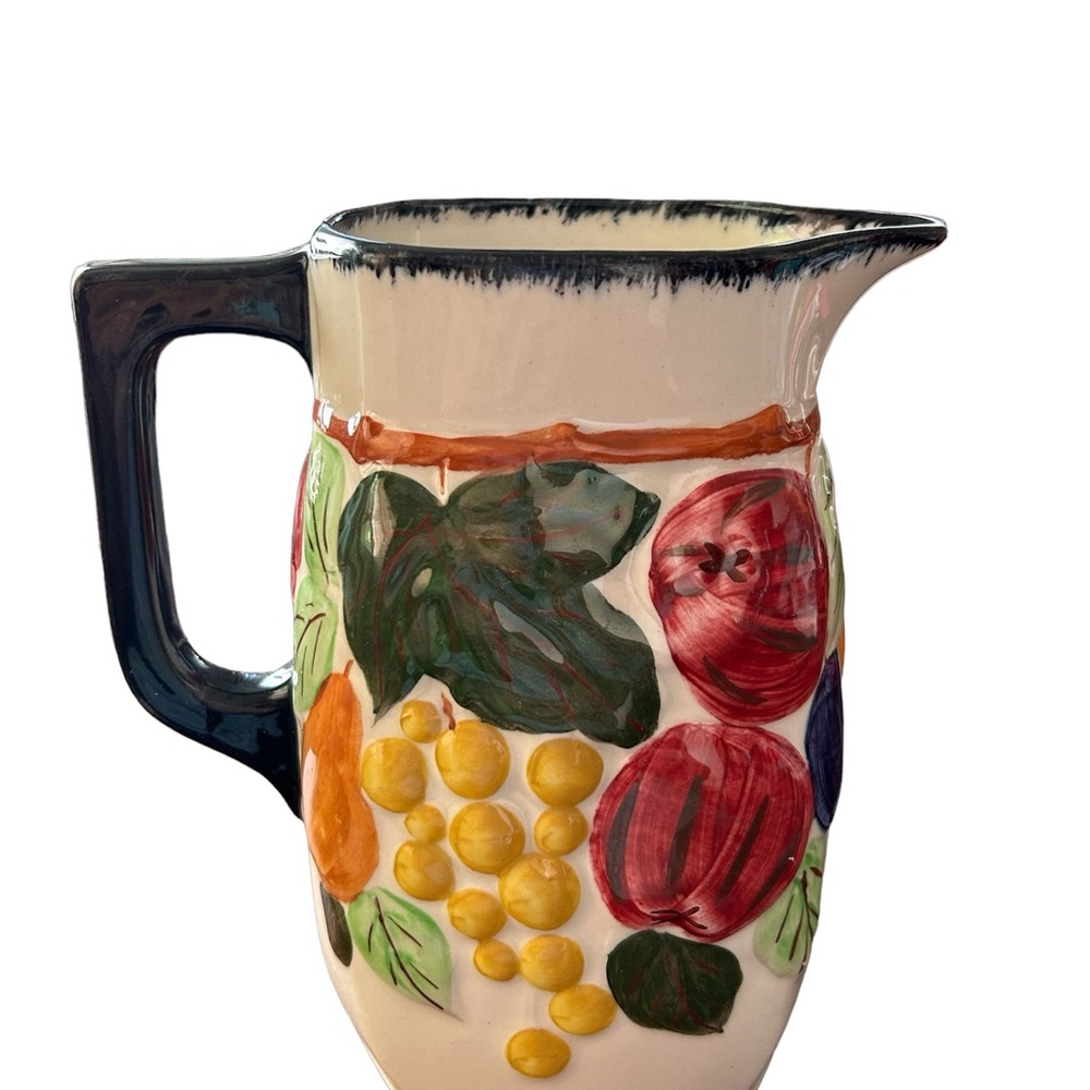 Blue Ridge Southern Pottery Fruit Design Hand Painted Pitcher - Picture 2 of 5